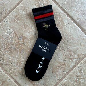 COACH REXY SPORT QUARTER CREW SOCKS:NWT BLACK CH193